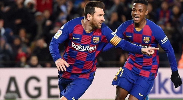 Lionel Messi mencetak gol tunggal kemenangan Barcelona atas Granada di Camp Nou, Senin (20/1/2020) dini hari WIB.