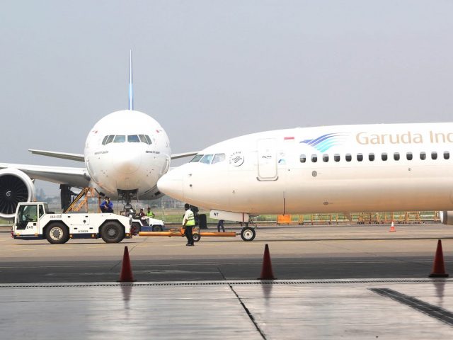 Garuda Indonesia membuka enam rute penerbangan internasional baru tujuan Denpasar, Kamis (27/2). (Fedrik Tarigan/Jawa Pos)