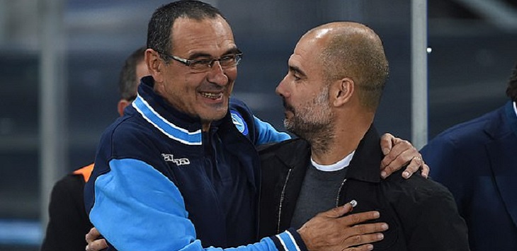 Maurizio Sarri dan Pep Guardiola.