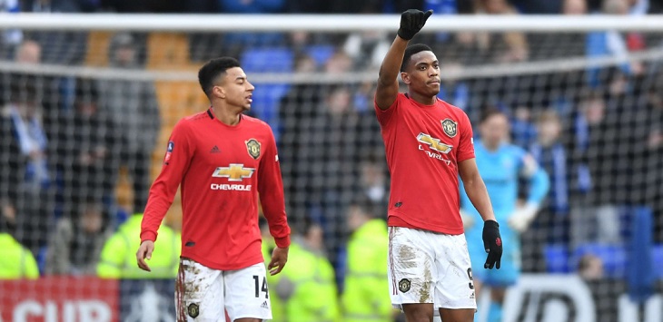 Manchester United menang 6-0 saat menghadapi Tranmere Rovers pada babak 32 besar FA Cup 2019/20, di Prenton Park (Birkenhead), Minggu (26/1/2020) malam WIB.