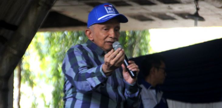 Ketua Dewan Kehormatan PAN Amien Rais sampaikan pidato dalam Milad ke-21 PAN di Kolong Tol Pejagalan Pluit, Jakarta Utara, Jumat (23/8/2019). Foto ist