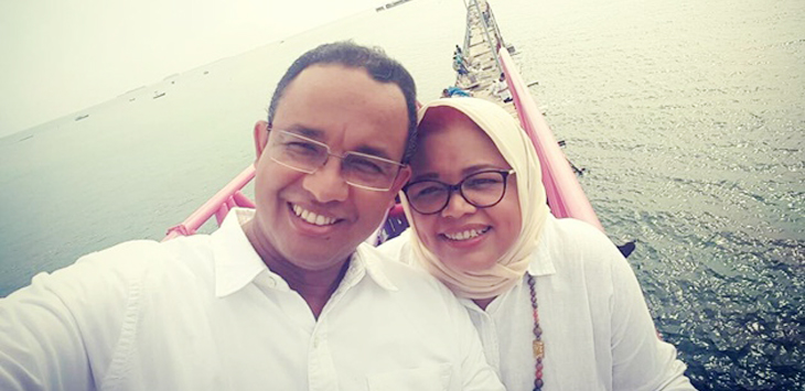 Anies Baswedan dan istrinya