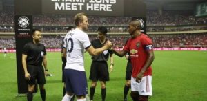 Manchester United menghadapi Tottenham Hotspur pada pertandingan ICC 2019 di Shanghai. (BBC)