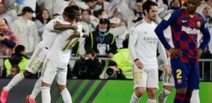 Real Madrid kalahkan Barcelona 2-0 pada laga lanjutan Liga Spanyol, Senin (2/3). (BBC)